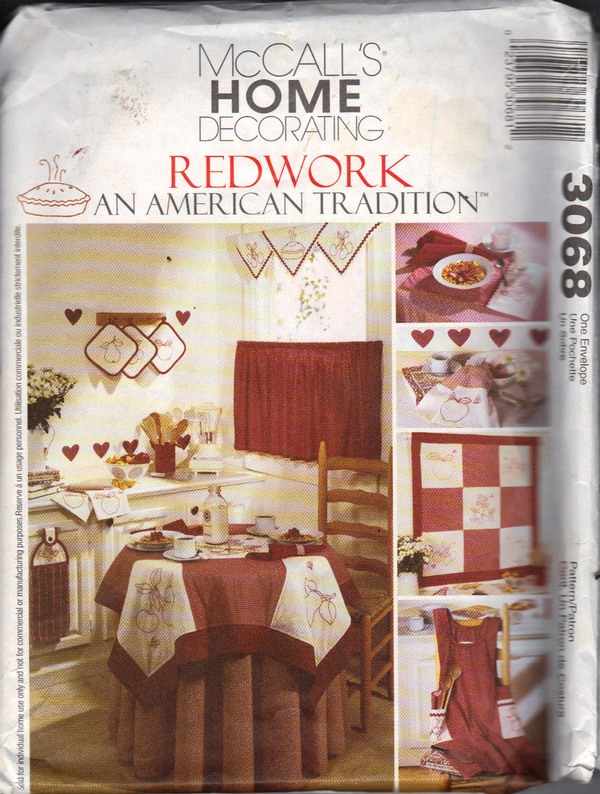 McCall's 3068 Redwork American Tradition Sewing Pattern - Click Image to Close