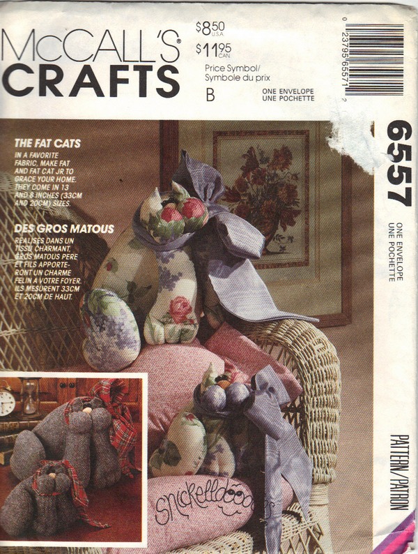 McCall's 6577 Fat Cats Doll Pattern UNCUT - Click Image to Close