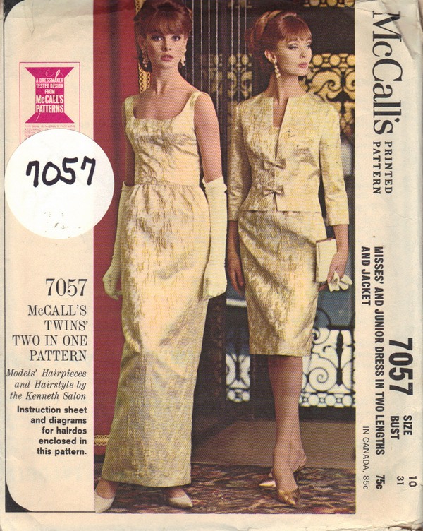 McCalls 7057 Circa 1963 Formal Jacket Dress Pattern UNCUT - Click Image to Close