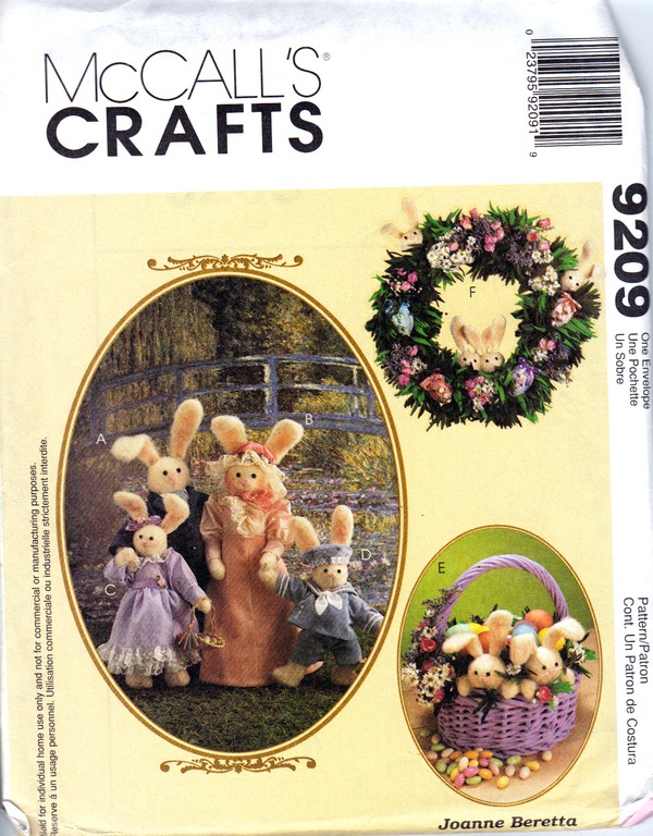 McCalls 9209 Bunny Package Pattern UNCUT - Click Image to Close