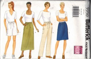 Butterick 5950 Skirt Shorts Pants Pattern UNCUT