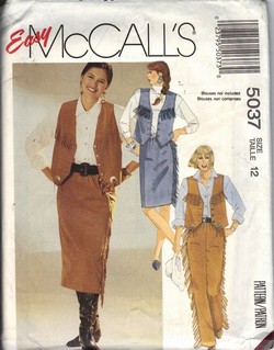 McCalls 5037 Cowgirl Skirt Vest Pattern