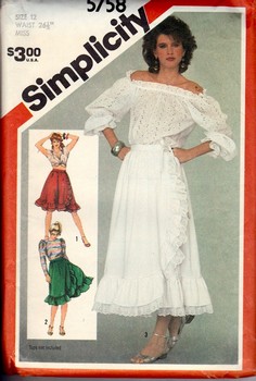 Simplicity 5758 Size 12 Vintage Ruffled Skirt Pattern UNCUT