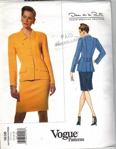 Vogue 1638 Oscar de la Renta Suit Pattern Uncut 14-16-18