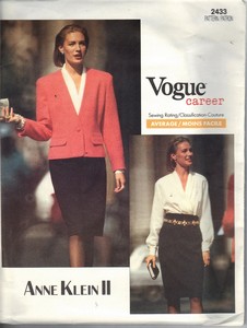 Vogue 2433 Anne Klein Suit Pattern Uncut 12-14-16