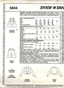 McCalls stitch 'n save 5844 Jacket Shorts Pattern UNCUT