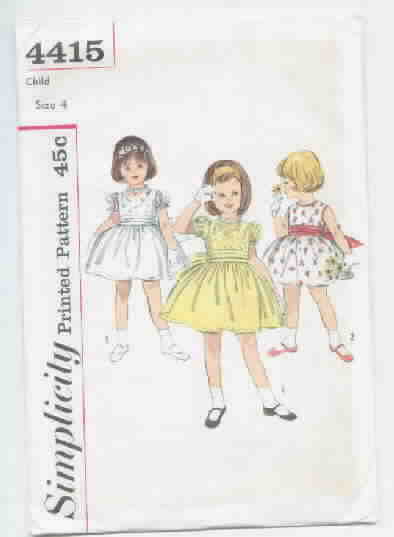 Charming Vintage Little Girl's Dress Pattern Simplicity 4415