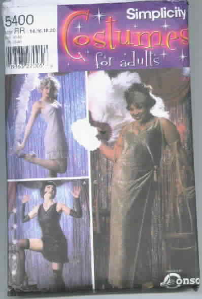 Simplicity 5400 Roaring 20's Costume Pattern Size RR