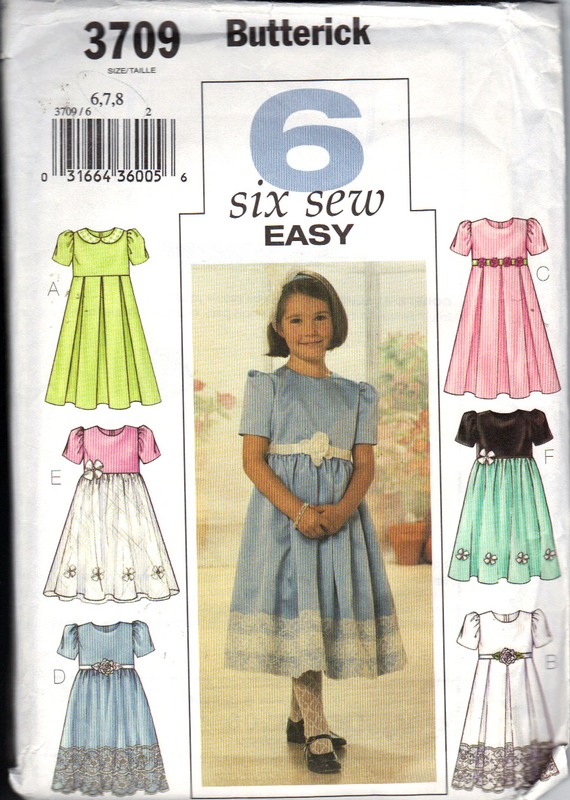 Butterick 3709 Girls 6 Style Dress Pattern - Click Image to Close