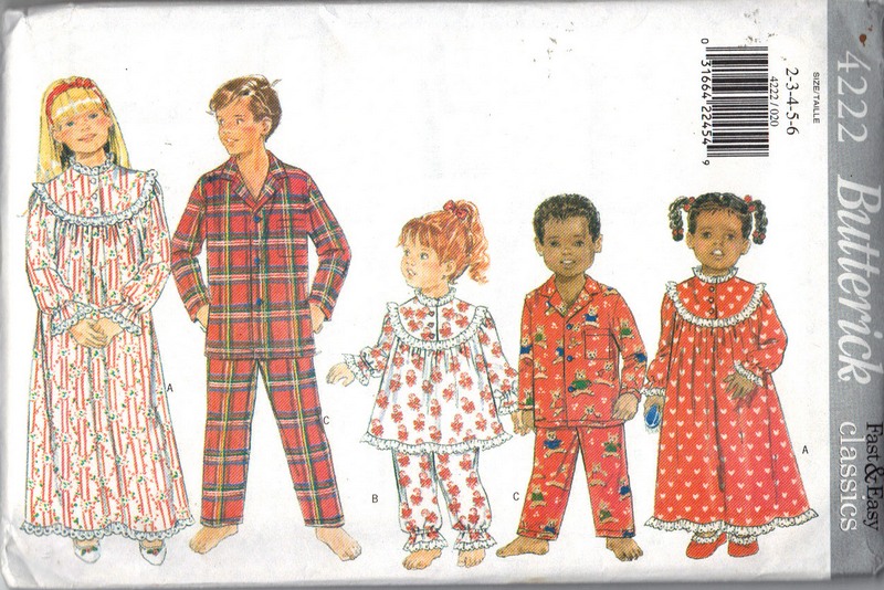 Butterick 4222 Childresn Nightgown Pajama Pattern - Click Image to Close