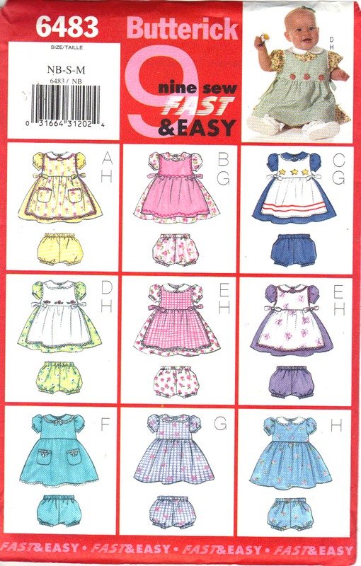 Butterick 6483 Infant Pinafore, Dress Panties Pattern - Click Image to Close