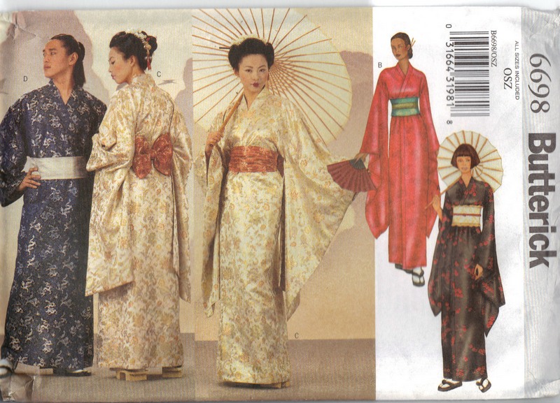 Butterick 6698 Asian Japanese Robe Kimono, Obi, Sash Pattern UNC - Click Image to Close