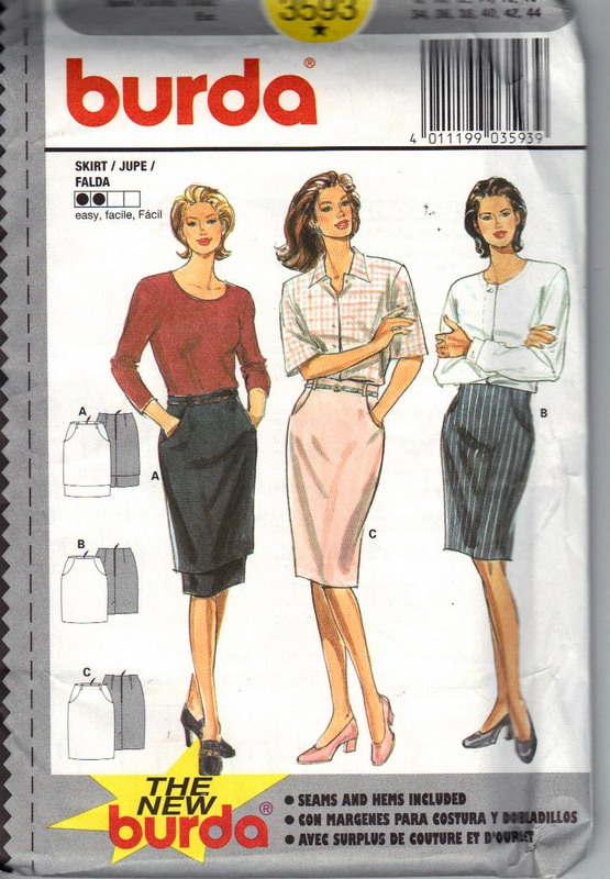 Burda 3593 Slim Pencil Skirt Pattern UNCUT - Click Image to Close