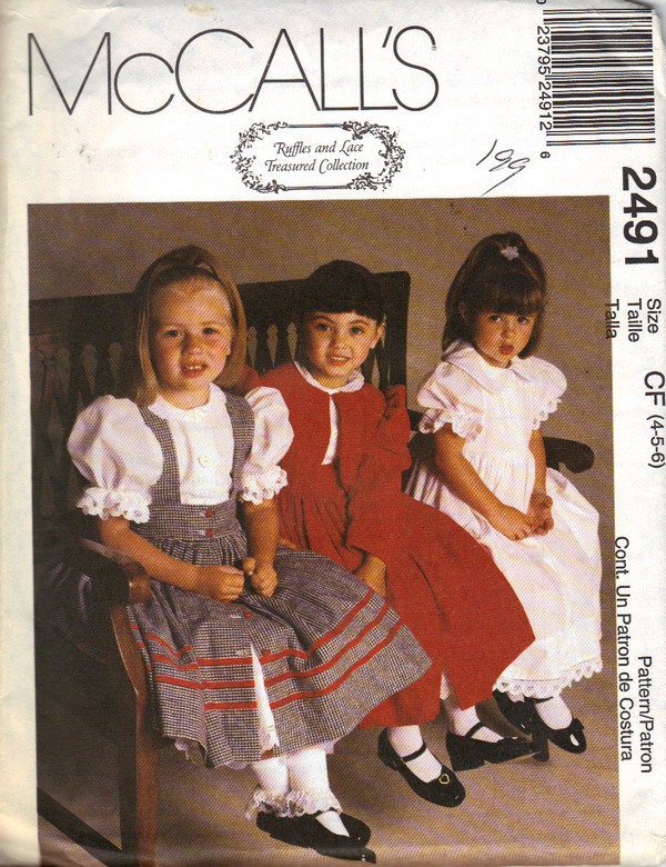 McCalls 2491 Girls Pinafore Dress Pattern UNCUT - Click Image to Close