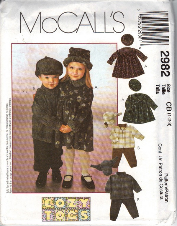 McCalls 2982 Toddler Wardrobe Pattern UNCUT - Click Image to Close