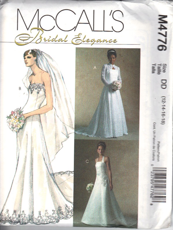 McCalls 4776 Bridal Gown Shrug Pattern DD Lrg UNCUT - Click Image to Close