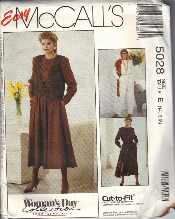 McCalls 5028 Size E Dress Jumpsuit Vest Pattern UNCUT - Click Image to Close