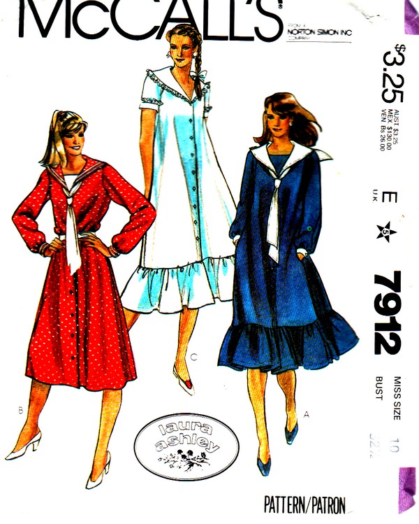 McCalls 7912 Laura Ashley Sailor Dress Pattern UNCUT - Click Image to Close