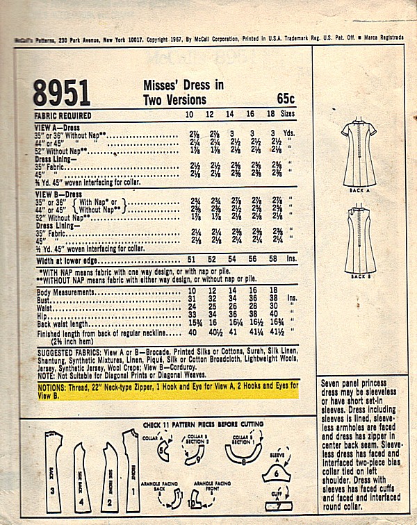 McCall's 8951 Sixities Sheath Dress Pattern Large UNCUT - Click Image to Close