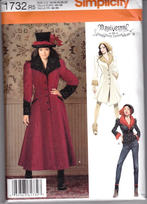 Simplicity 1732 Arkivestry Steampunk Coat Pattern UNCUT - Click Image to Close