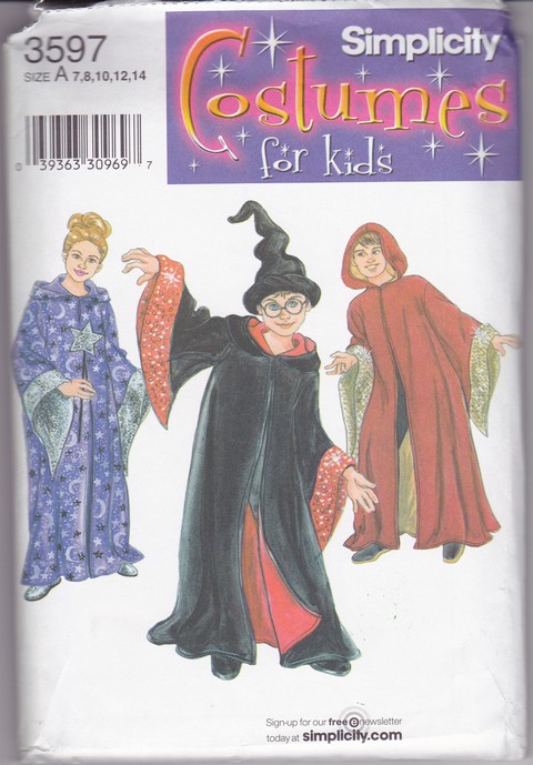 Simplicity 3597 Boy Wizard Costume Pattern UNCUT - Click Image to Close