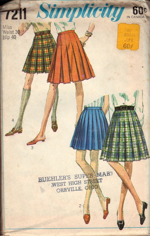 Simplicity 7211 Pleated Skirt Pattern Vintage UNCUT - Click Image to Close