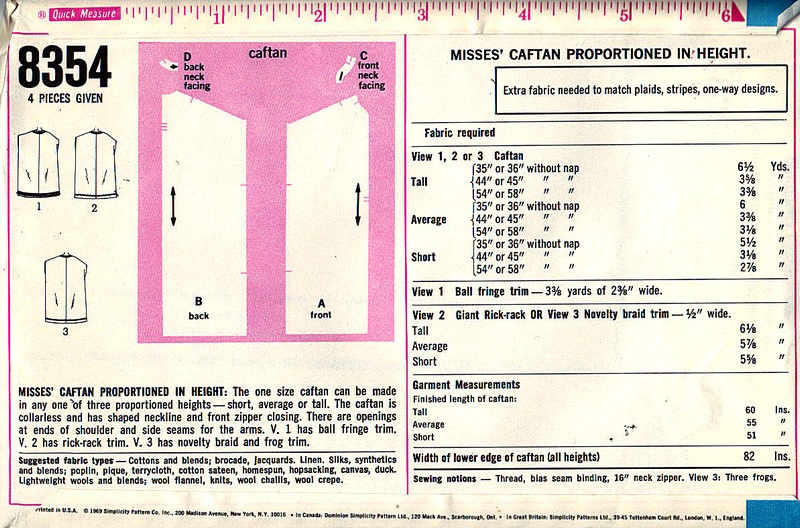 Simplicity 8354 Vintage Caftan Pattern UNCUT - Click Image to Close