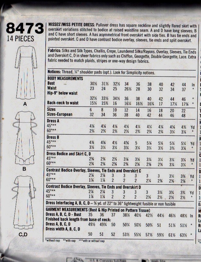 Simplicity 8473 Size H Versatile Pullover Dress Pattern UNCUT - Click Image to Close