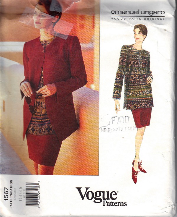 Vogue 1567 Emanuel Unargo Suit Pattern 12-14-16 UNCUT - Click Image to Close