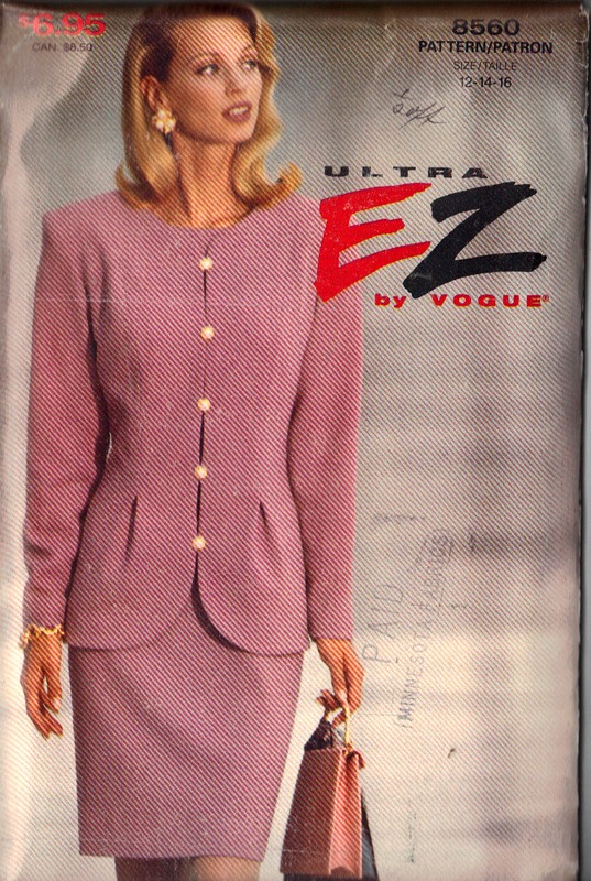 Vogue 8560 Ultra EZ Suit Pattern 12-14-16 UNCUT - Click Image to Close