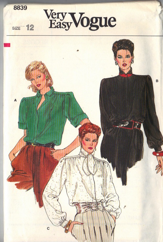 Vogue 8839 Classic Blouse Style Pattern UNCUT - Click Image to Close