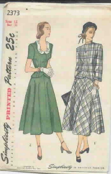 Simplicity 2373 1950's Suit Dress Pattern Size 12, Uncut - Click Image to Close