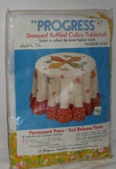 Stamped Ruffled Calico Tablecloth Embroidery Kit Vintage