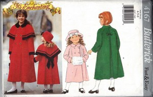 Butterick 4167 Size 4-6 Girl's Coat, Capelet, Muff Hat UNCUT