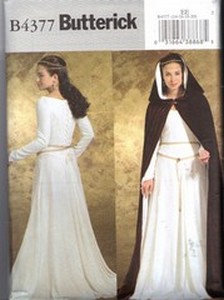 Butterick B4377 Medieval Dress and Cloak Costume Pattern XL NEW