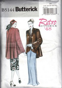 Butterick 5144 Retro '48 Coat Pattern XL UNCUT