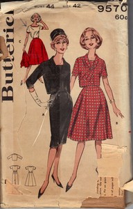 Butterick 9570 1960's era Jacket Dress Size 42 UNCUT