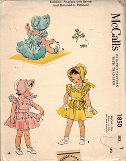 McCalls 1850 Vintage 1954 Pinafore Bonnet Pattern UNCUT