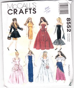 Mccalls 8552 Fashion Doll Clothing Pattern Eight Outtfits Uncut
