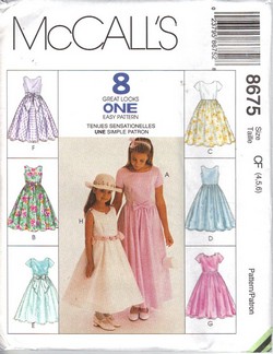 McCalls 8675 CF Girls 8 Look Dress Pattern UNCUT