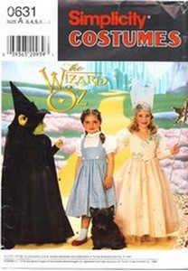 Simplicity 0631 Wizard of Oz Costume Child UNCUT