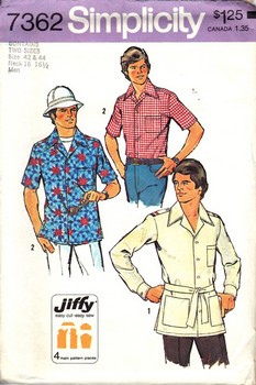 Simplicity 7362 Size Large Men's Jiffy Shirt Vintage Pattern UNC