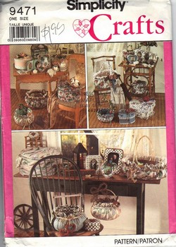 Simplicity 9471 Covered Frames Baskets Boxes Pattern UNCUT