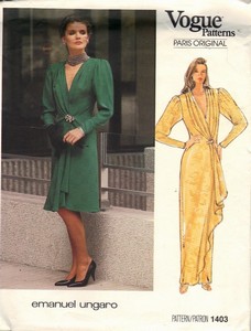 Vogue 1403 Ungaro Wrap Dress Pattern Formal