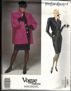 Vogue 2581 Yves Saint Laurent Pattern Jacket Dress UNCUT 8-10-12