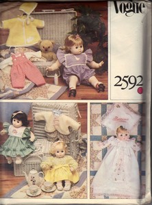 Vogue 2492 Baby Doll Wardrobe Pattern UNCUT