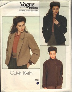 Vogue 2811 Calvin Klein Size 12 Coat Pattern UNCUT