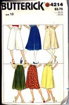 Butterick 4214 Size 10 Culotte Skirt Pattern UNCUT
