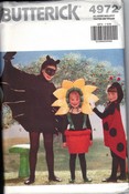 Butterick 4972 Kids Bat Flower Ladybug Costume Pattern UNCUT