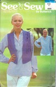 See Sew 6599 Blouse and Vest Vintage Pattern UNCUT